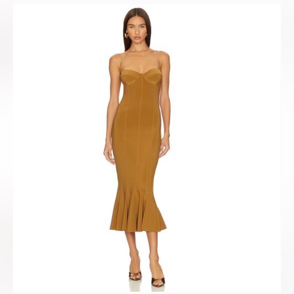 Norma Kamali Corset Dress Woods Brown Midi